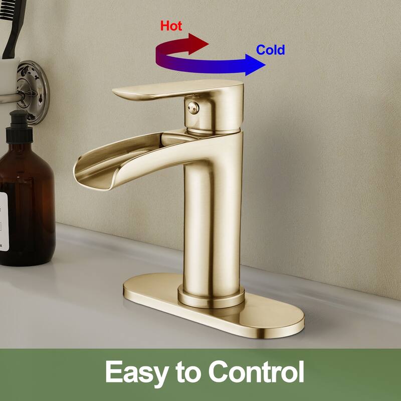 Topcraft Single Handle Waterfall Bathroom Faucet with Baseplate