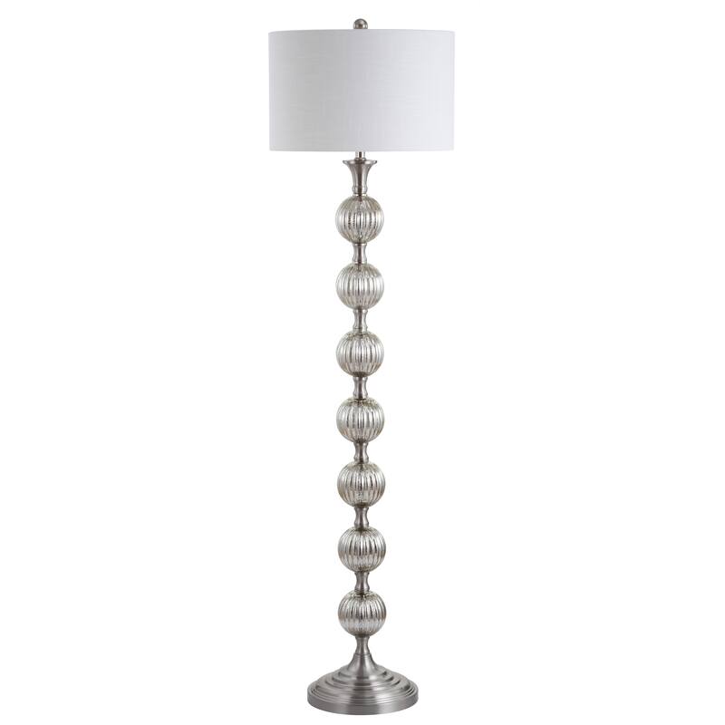 February 60.5" Glass/Metal LED Floor Lamp, Mercury Silver by JONATHAN Y - 60.5" H x 16" W x 16" D