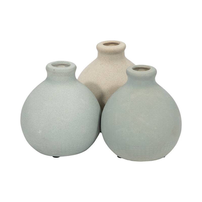 Sagebrook Home Clay Bud Vases, Multi-toned 5" Decor, Set of 3