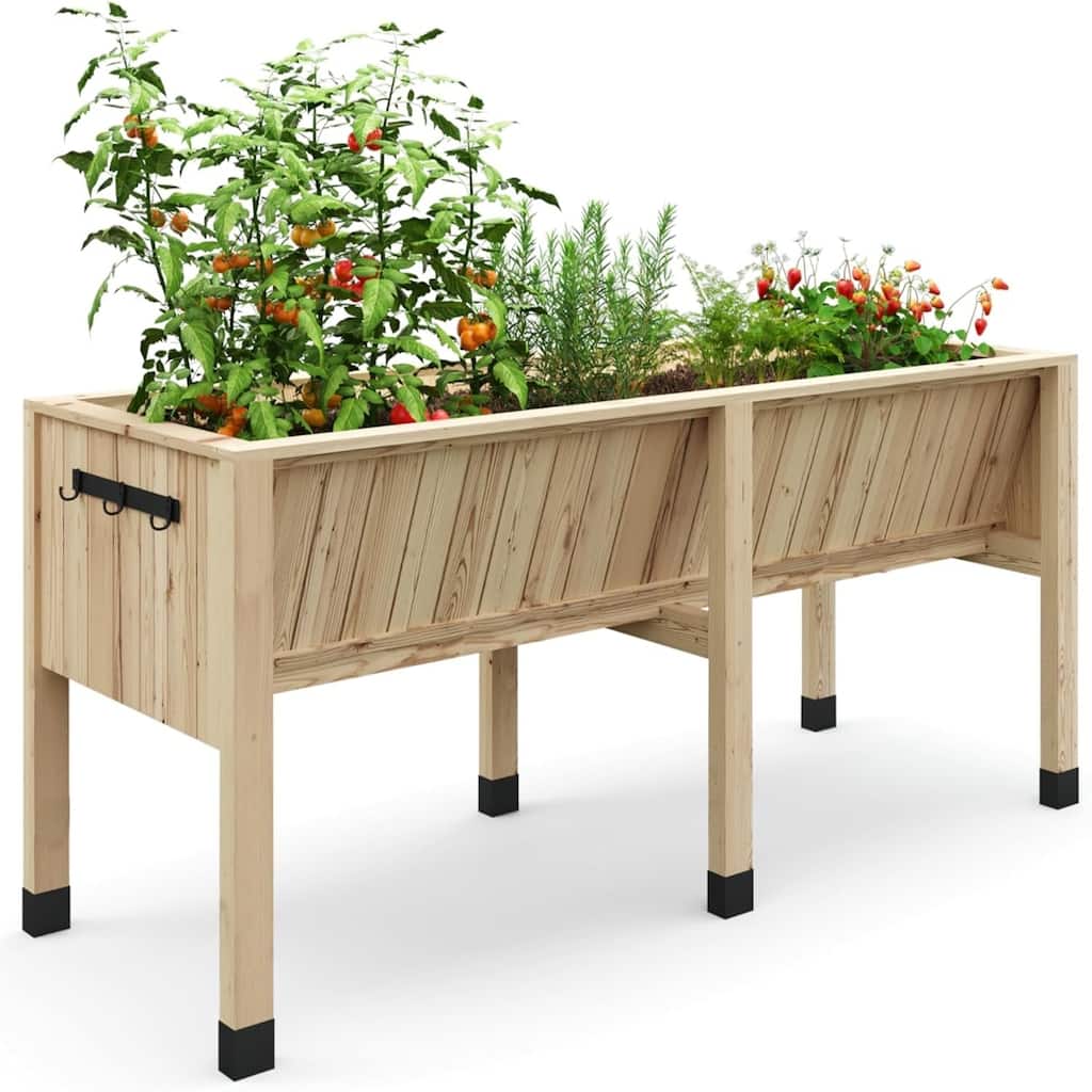 72x26x31Inch Elevated Raised Garden Bed with Legs Outdoor Planter Box 13.7Inch Deep Soil Capacity Natural Wood color