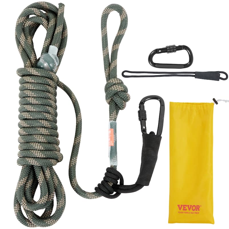 VEVOR Tree Stand Rope 9ft and 30ft 30KN Lifeline 0.6in Hunting Safety 2 Carabiners Bed Bath