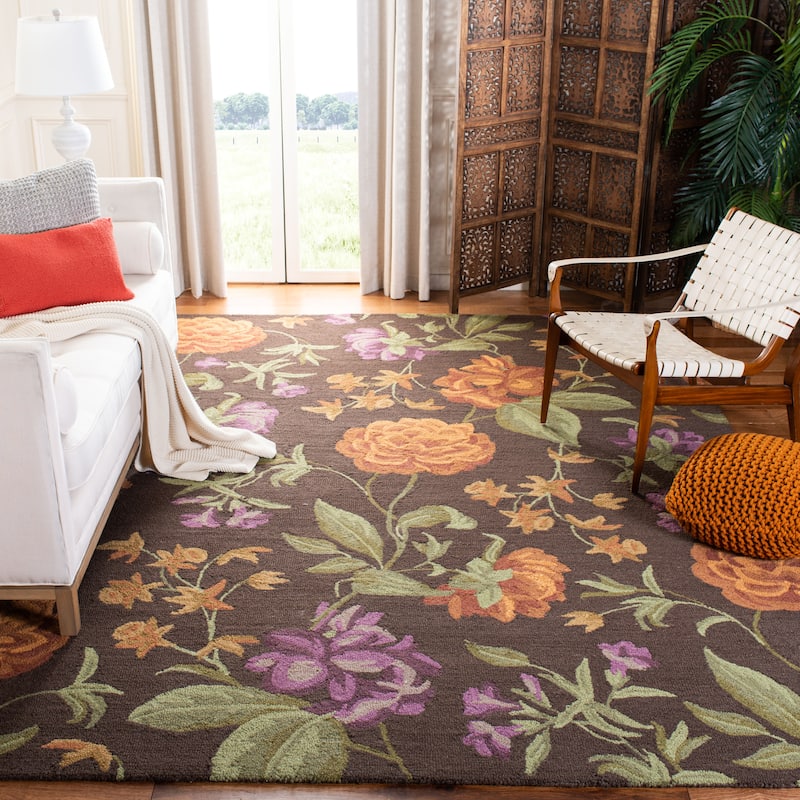 SAFAVIEH Handmade Blossom Hannelise Modern Floral Wool Rug - 8' x 10' - Brown/Multi