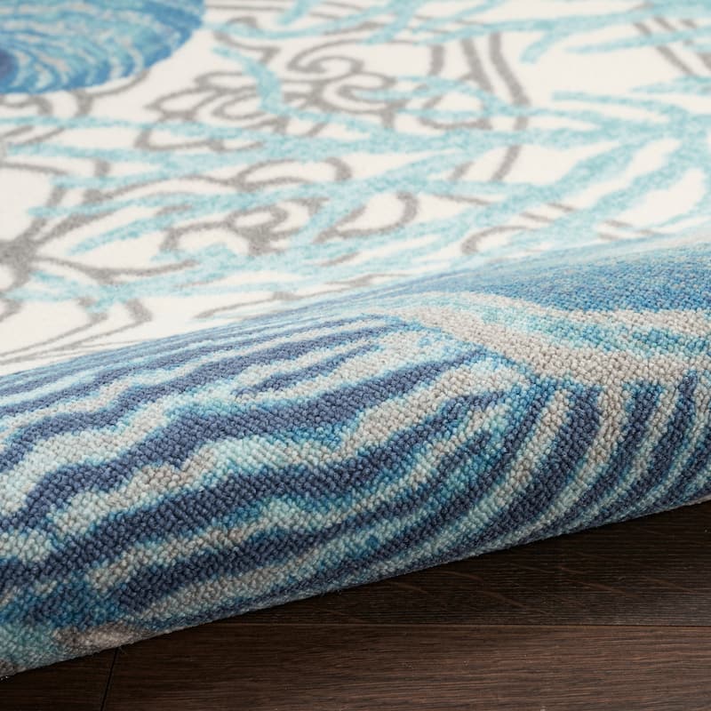 Waverly Sun & Shade Shore Thing Tropical Sea Shell Floral Indoor Outdoor Area Rug