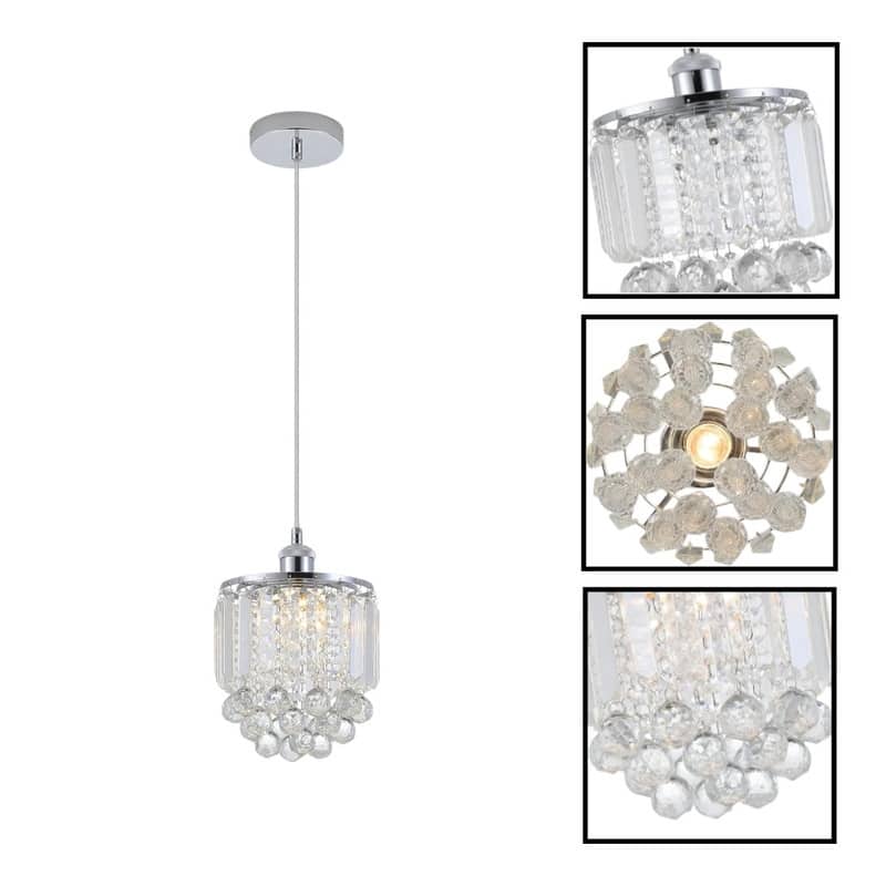 2 Pack living room lighting silver hanging lights Crystal, metal pendant light
