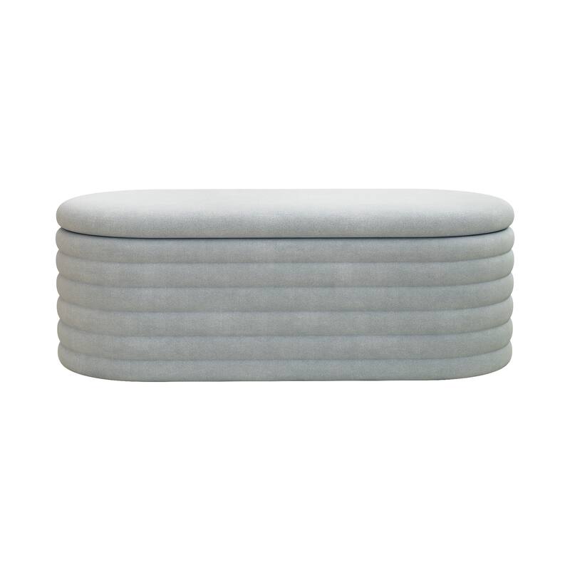 Storage Chenille Ottoman Bench Upholstered Fabric Storage Bench End of Bed Stool with Safety Hinge for Bedroom, Living Room