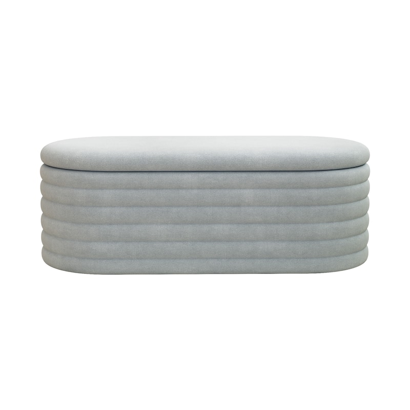 Storage Chenille Ottoman Bench Upholstered Fabric Storage Bench End of Bed Stool