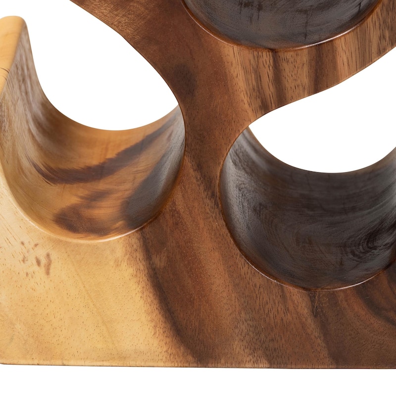 Matana Suar Wood Wine Rack with 8-Bottle Capacity, Modern Rustic Wine Organizer Stand with Tree Branch Design, Free-Standing