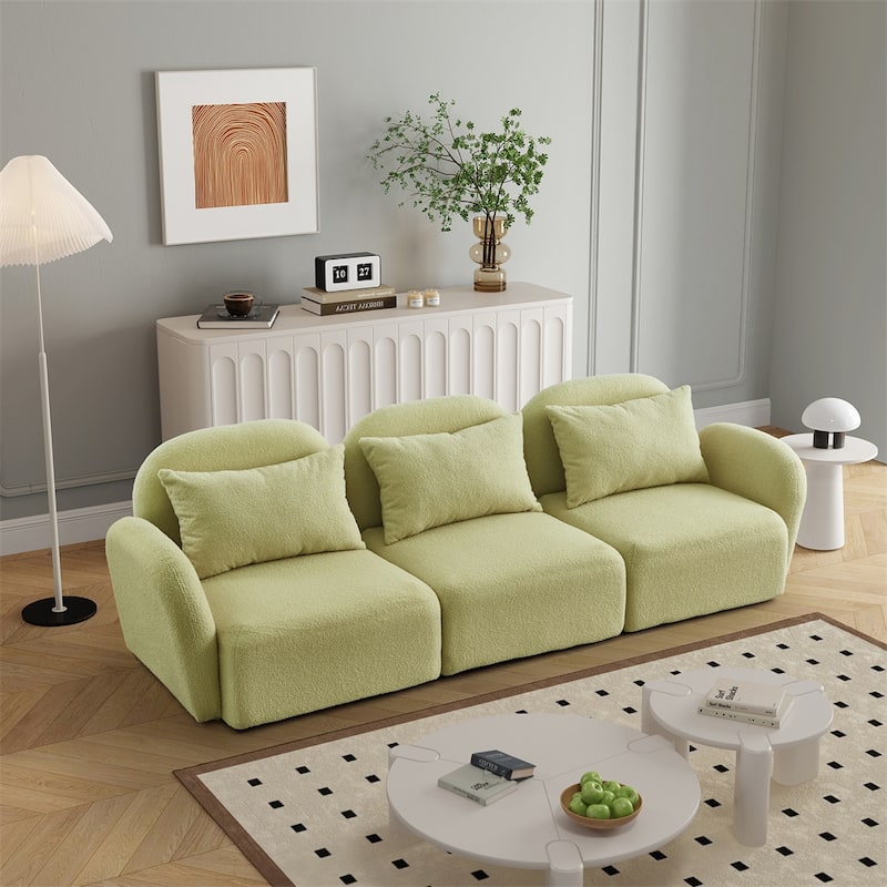 Living Room Furniture Three Seat Lazy Sofa Teddy Fabric
