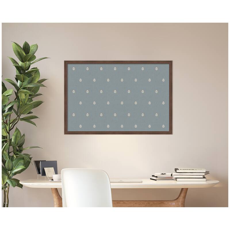 Kate and Laurel Pinboard Blue Botanical Block Print