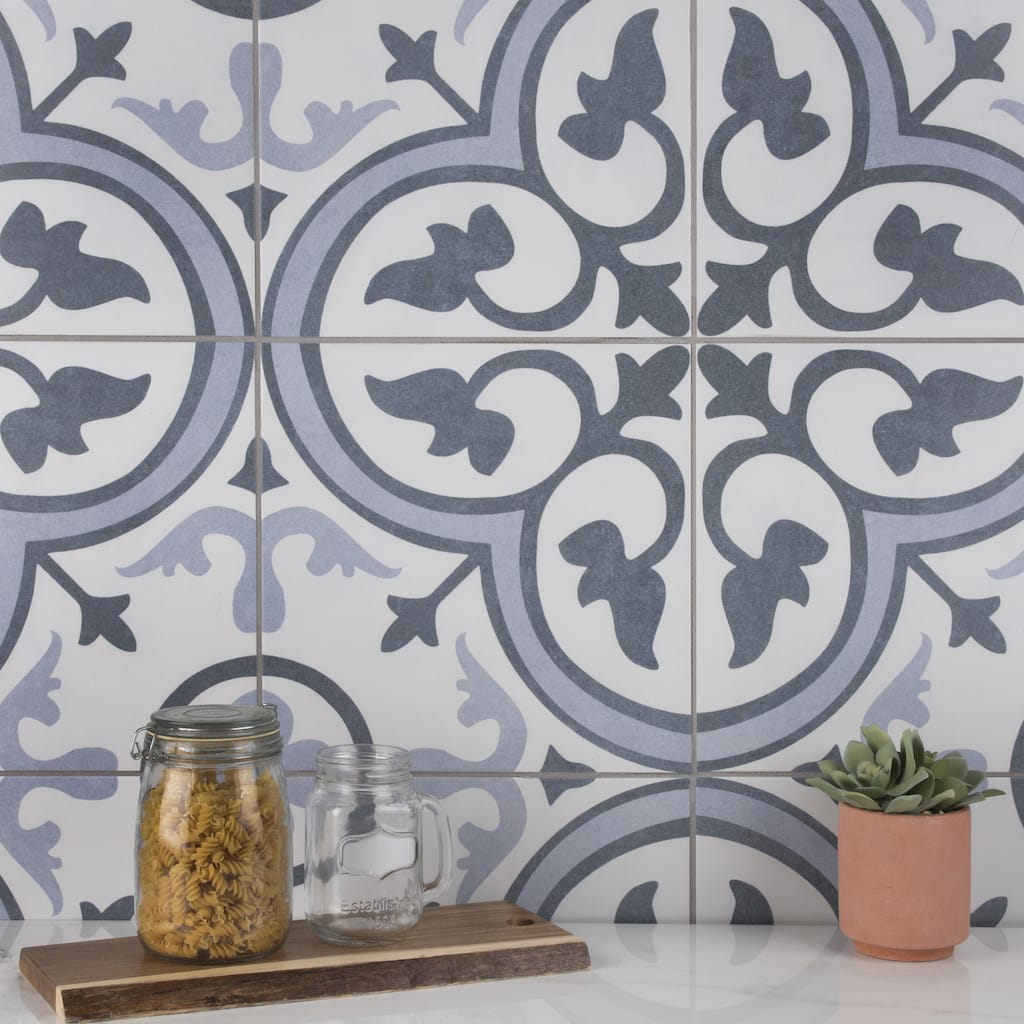 Merola Tile Amberes Azul II 13" x 13" Ceramic Floor and Wall Tile