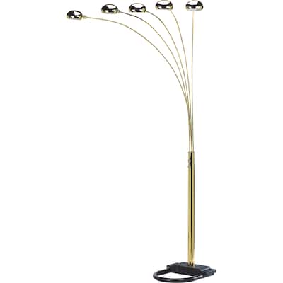 84"h Gold 5-Head Cap Style Floor Lamp