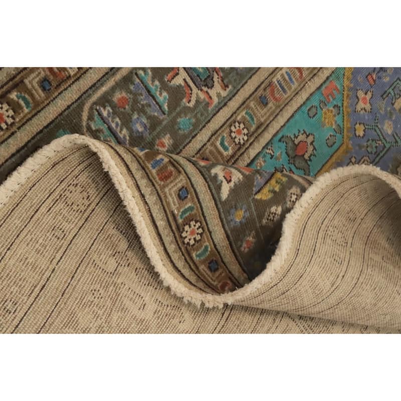 Hand Knotted Oriental 100% Wool Carpet Traditional Floral Purples Tabriz Area Rug - 9' 8'' X 6' 7''