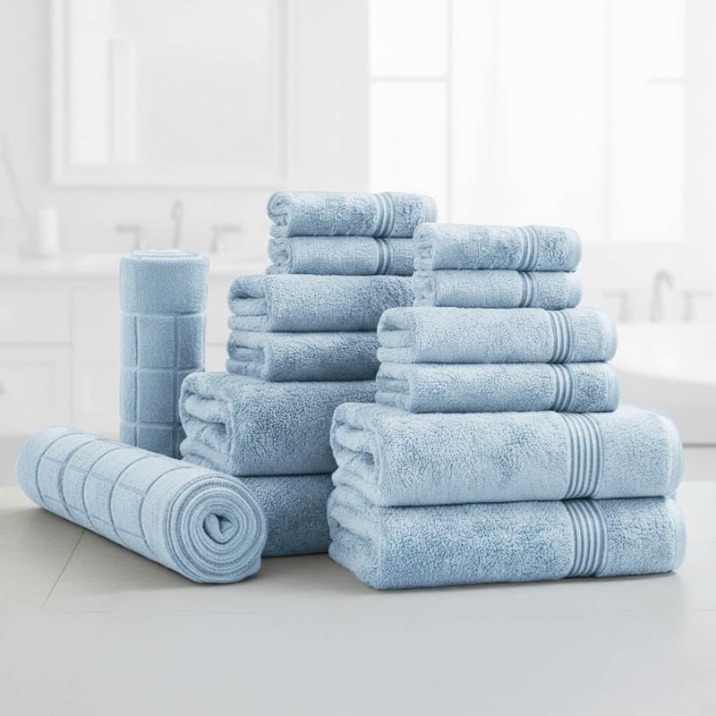Superior LUX 14 PC Egyptian Cotton Bundle - Light Blue