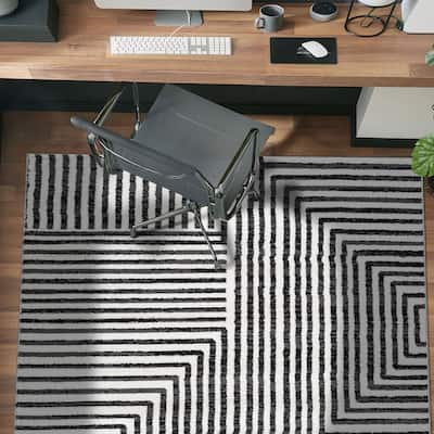 Cream Black Modern Maze Stylish and Durable Area Rug