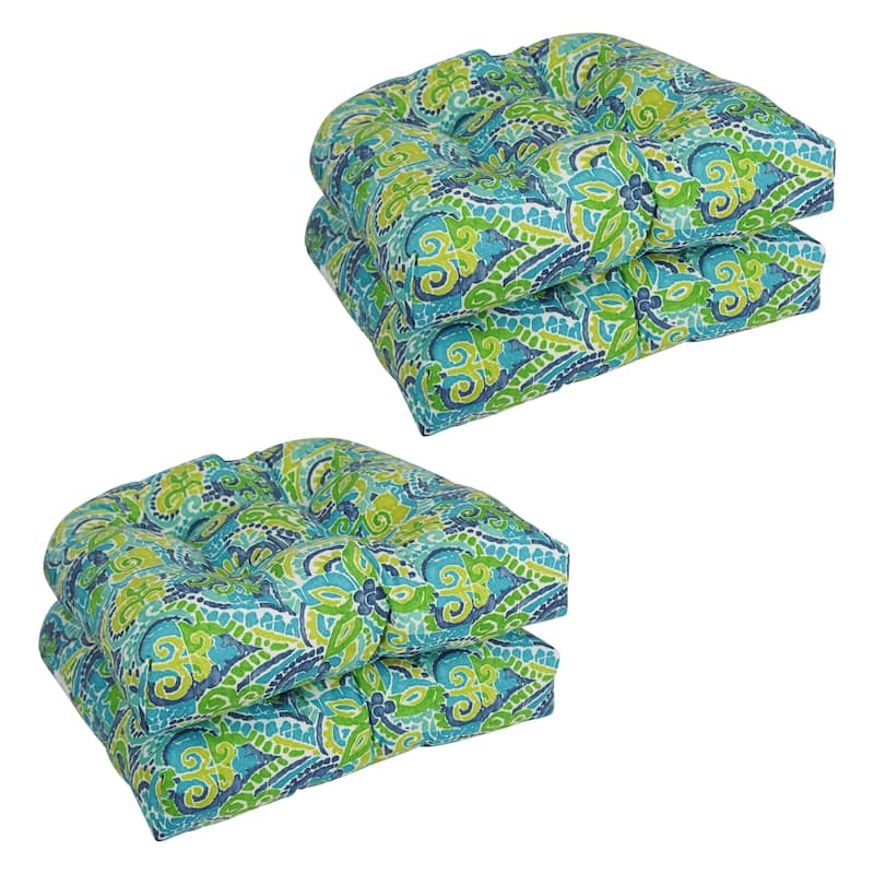 19-inch Rounded Back Tufted Indoor/Outdoor Chair Cushions (Set of 4) - 19" x 19"