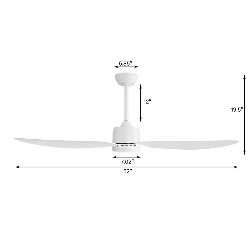 MLiAN 42 in 3 ABS Blades Indoor and Outdoor Ceiling Fan with Integrated LED and Remote Downrod