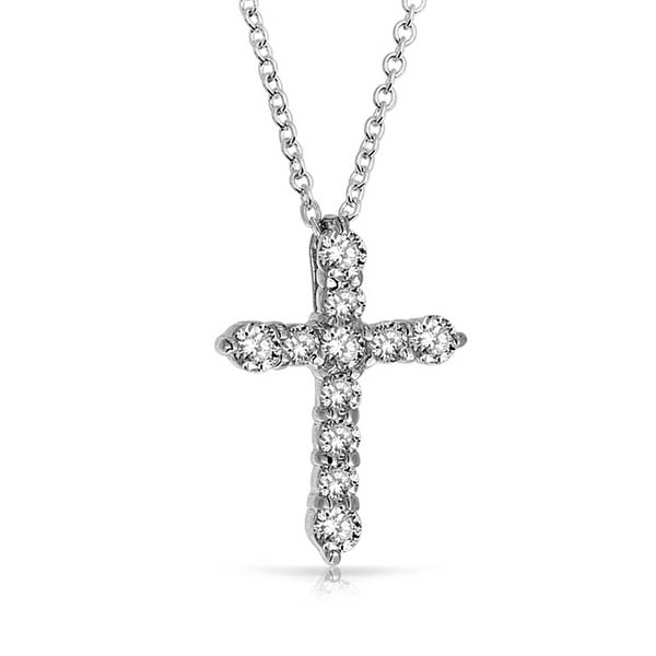 .925 Sterling Silver CZ Cross Charm Pendant