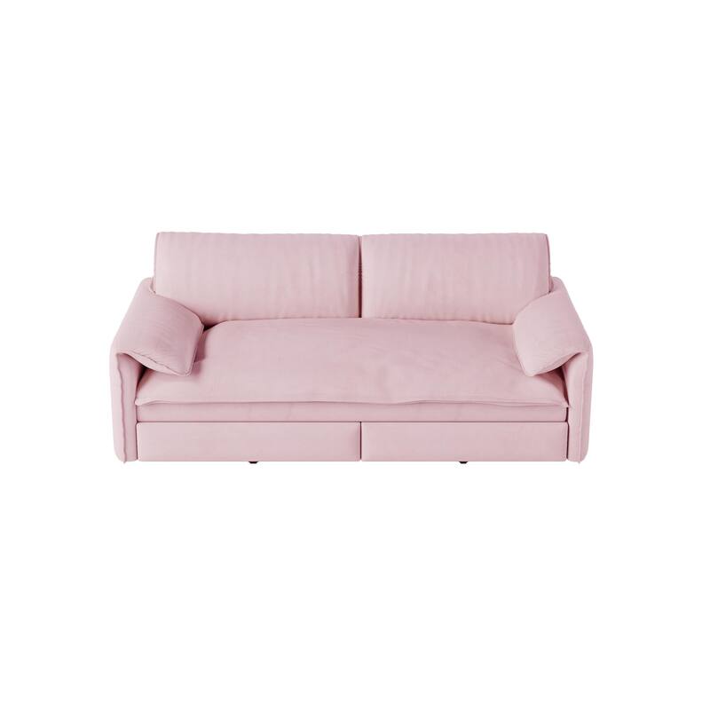 GDFStudio - Velvet 66" Convertible Velvet Sofa Bed with Side Storage