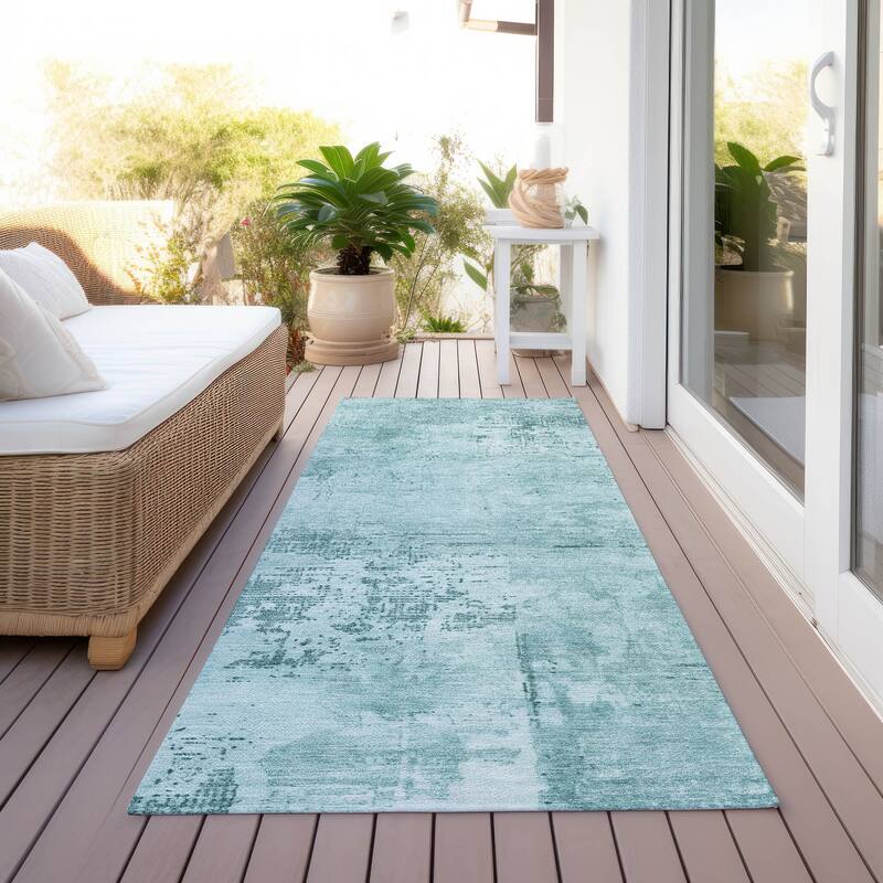 Machine Washable Indoor/ Outdoor Abstract Modern Chantille Rug