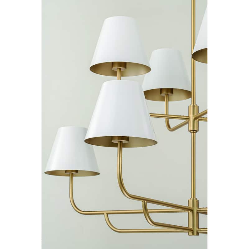 8-Light Mid-Century Modern Gold Linear Sputnik Tapered Large Chandelier for Dining Room