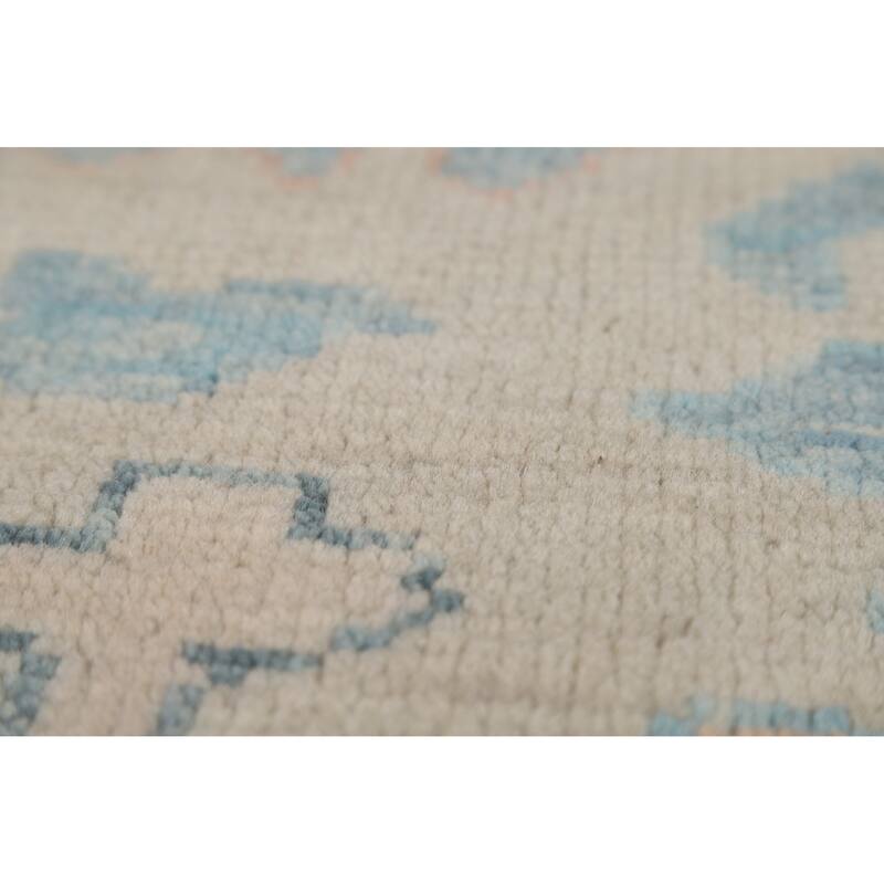 Oushak Indian Area Rug Handmade Beige Wool Carpet - 8'0" x 10'5"