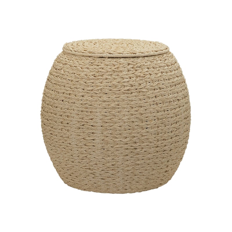 Household Essentials Handwoven Barrel Wicker Storage Basket Side Table - 17.0"L x 17.0"W x 19.0"H