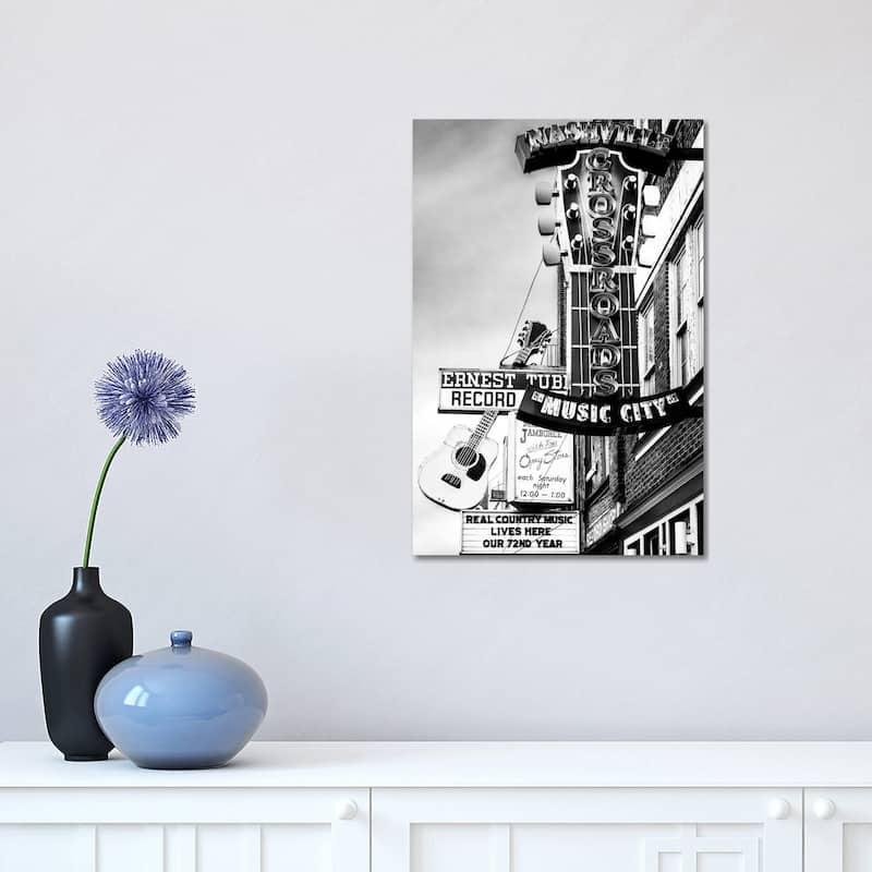 iCanvas "Nashville Music City Black And White" by Susanne Kremer Canvas Print - 18x12x1.5