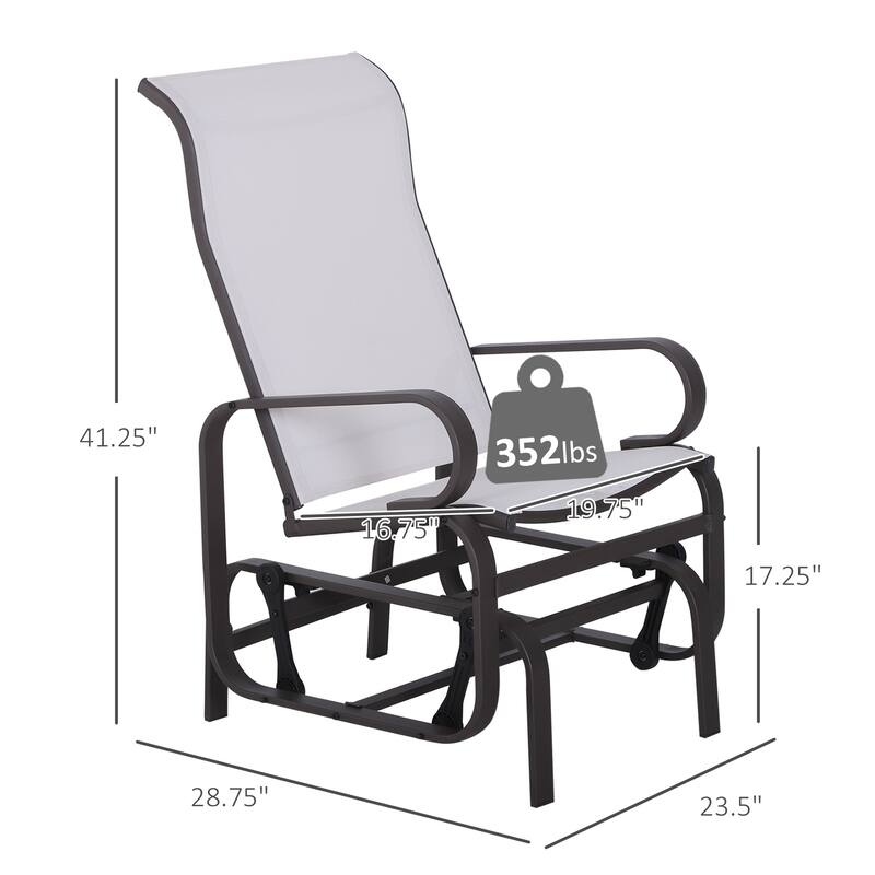 Outsunny Outdoor Glider Chair, Gliders for Outside Patio with Smooth Rocking Mechanism and Lightweight Construction for Backyard