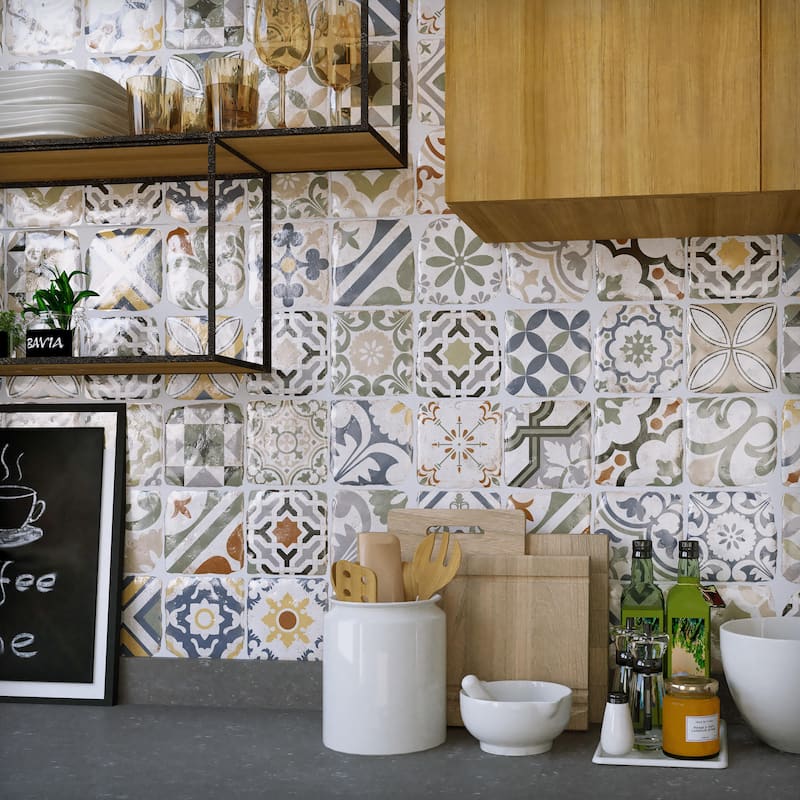 Merola Tile Benisa Decor Aida 5-7/8" x 5-7/8" Porcelain Floor and Wall Tile - Case (36 Tiles)