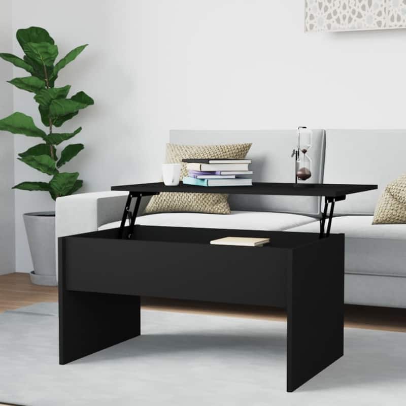 vidaXL Coffee Table Lift Top End Table Accent Side Sofa Table Engineered Wood - 31.5" x 19.9" x 16.3" - Black