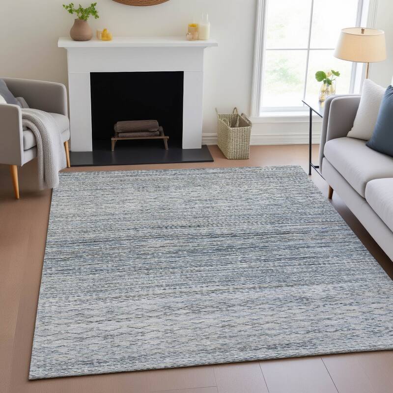 Machine Washable Indoor/Outdoor Modern Trellis Chantille Rug
