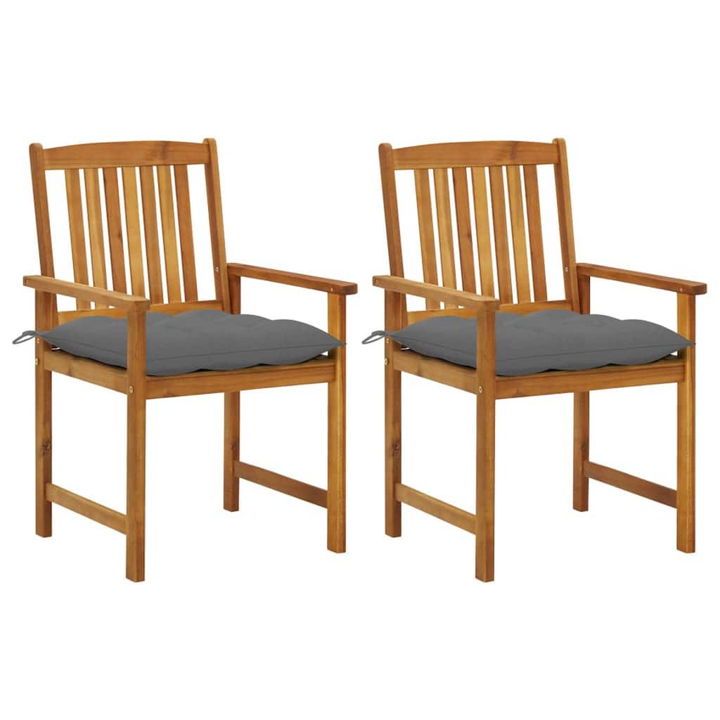 Blaire Outdoor Accent Set of 2, Gray Polyester Brown Acacia Wood