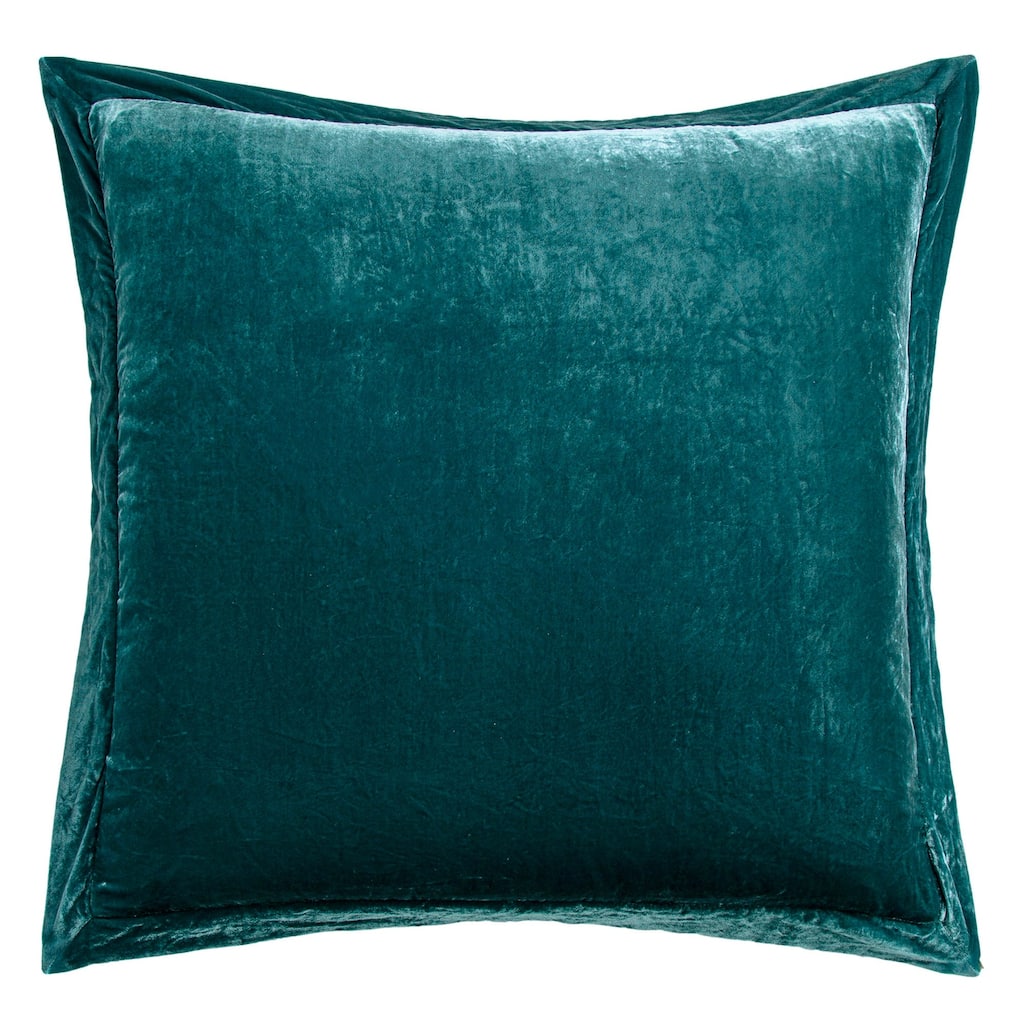 HiEnd Accents Stella Faux Silk Velvet Romantic Western Flanged Euro Sham, 27"x27"