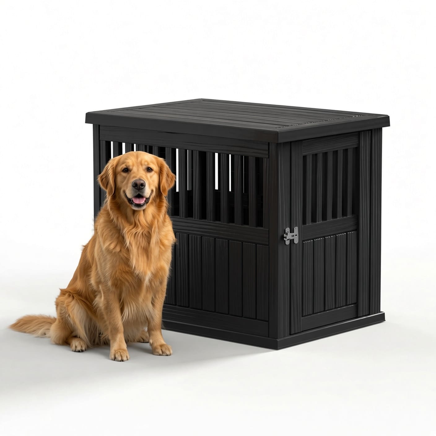 Decksplore Weatherproof Ventilated Resin Dog Crate for Large Dogs, Lockable Door