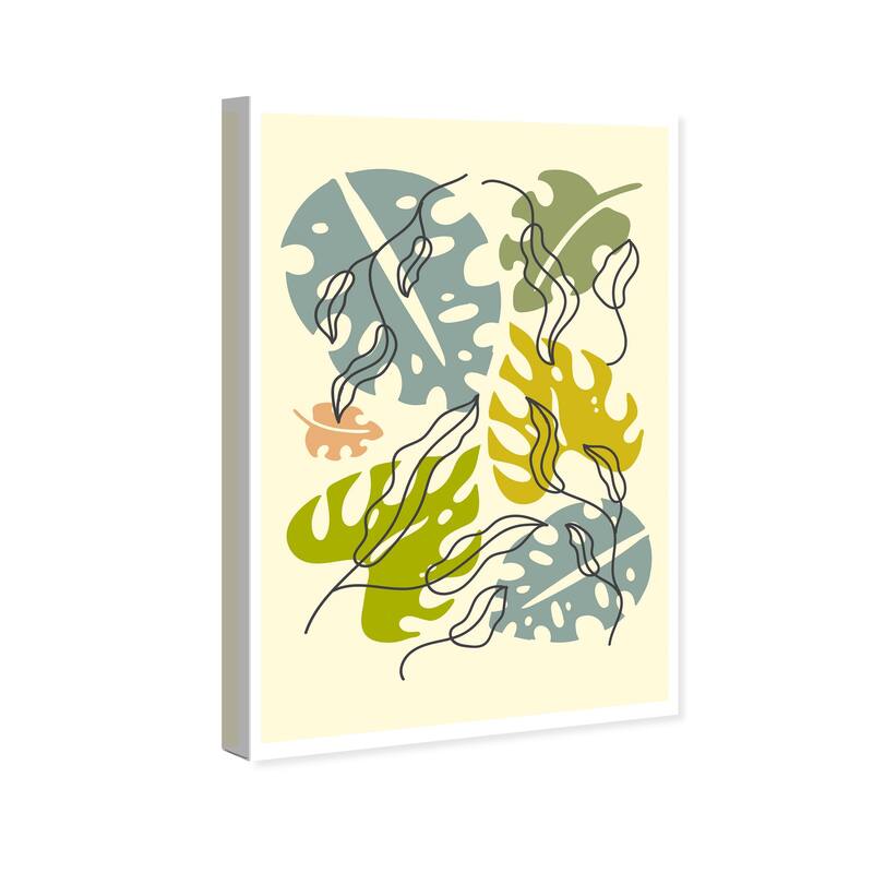 Wynwood Studio Canvas Floral and Botanical Garden Leaf Green and Light Yellow Bohemian & Eclectic Wall Art Canvas Print