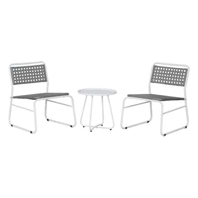 Selby 3-Piece Mid-Century Modern Faux Rattan Conversation Outdoor Patio Set, by JONATHAN Y