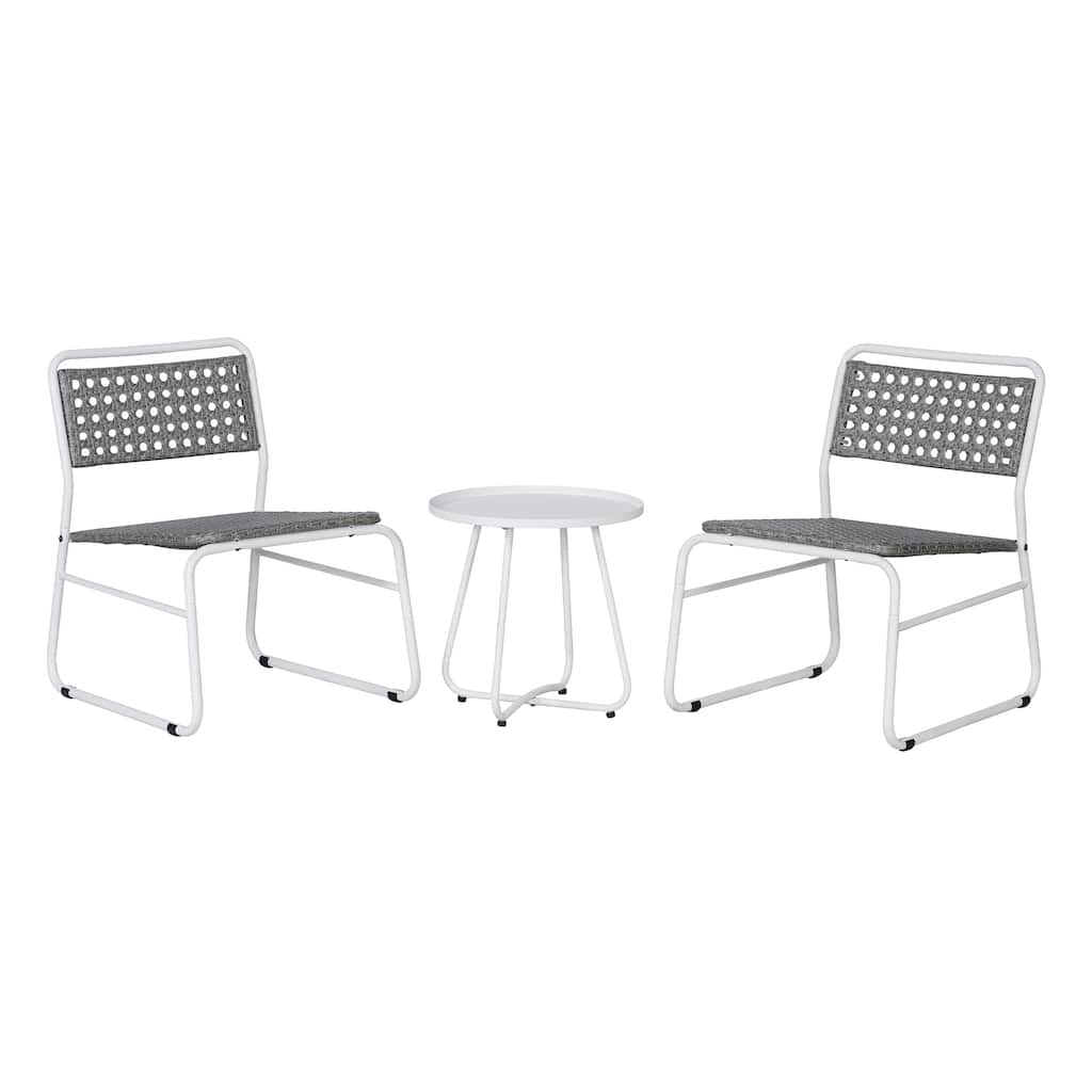 Selby 3-Piece Mid-Century Modern Faux Rattan Conversation Outdoor Patio Set, by JONATHAN Y