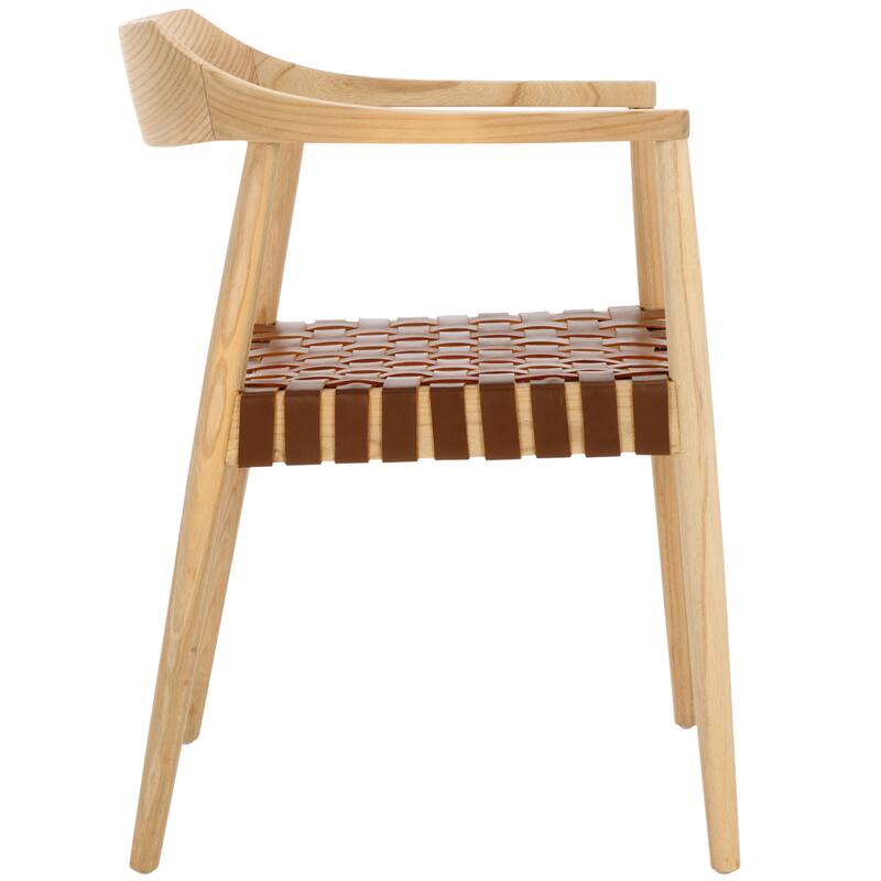 SAFAVIEH Diana Solid Wood & Leather Accent Chair (Fully Assembled) - W22" x D21" x H29" - 22Wx21Dx29H