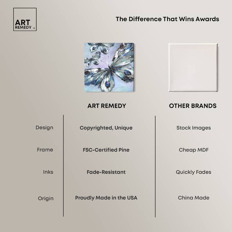 Art Remedy Butterfly Trio Gallery Wrapped Butterfly 1 Piece Canvas Wall Art