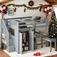 preview thumbnail 1 of 55, Loft Bed with Storage Bookshelf,Kids Bed with Desk & Wardrobe,Full Size Grey