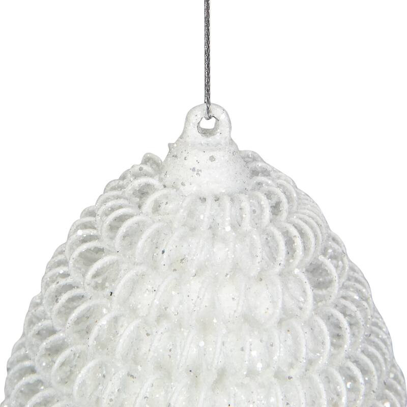 5.5" White Glitter Spiral Coiled Wire Finial Christmas Ornament