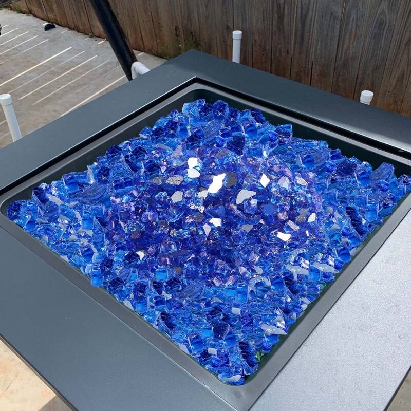 Cobalt Blue Tempered Fire Glass 1/2 Inch Reflective Crushed Rocks - 1/2 inch