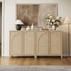 preview thumbnail 11 of 15, Bohemian Arched Rattan Door Sideboard with 2 Adjustable Shelves - 1-Piece