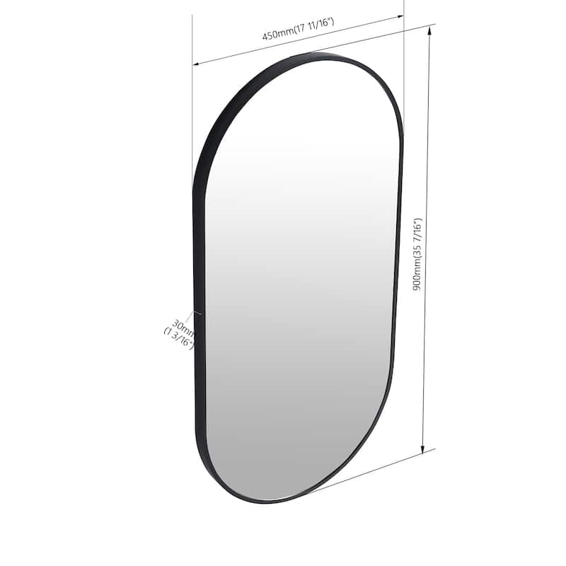 Black Framed Wall Bathroom Vanity Mirror - 18"35"