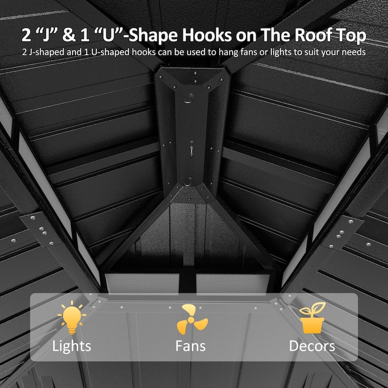 VEIKOUS Aluminum Double Hardtop Gazebo Pergola for Patio, Lawn, and Garden with Removable Netting