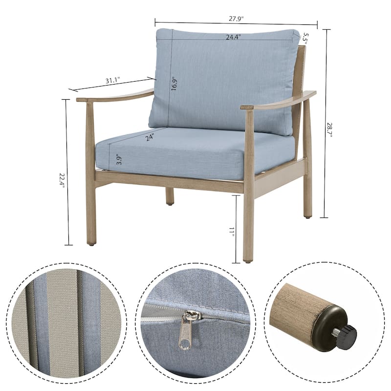 5-Person Aluminum Patio Conversation Set with Webbing Chair Back and Cushions