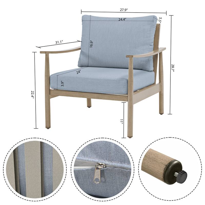 7-Piece Aluminum Patio Conversation Set, Loveseat with Ottomans and Coffee Table