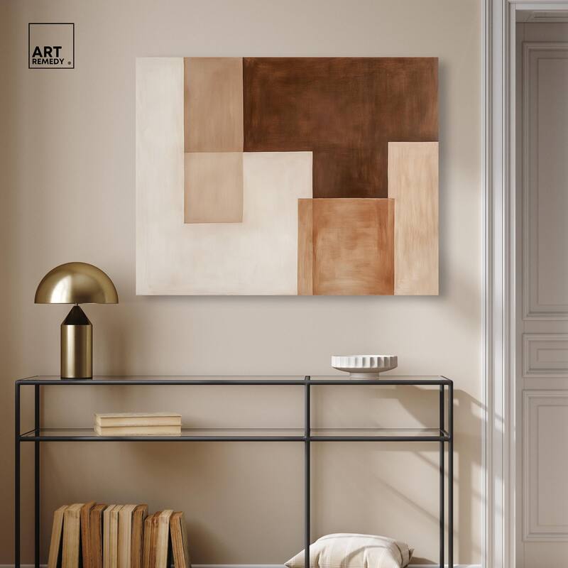 Cream and Brown Panels II Canvas by Art Remedy, Gallery Wrapped
