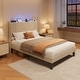 preview thumbnail 8 of 73, Queen/ Full Vertical Channels Upholstered Bed with Wingback Headboard Beige Light - Full