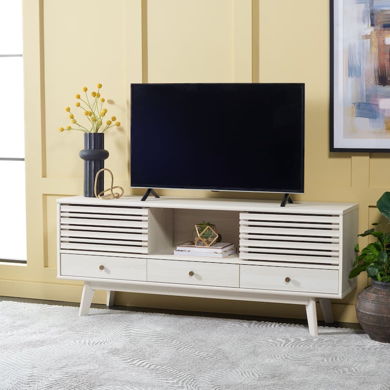 SAFAVIEH Alatar 3-Drawer Entertainment TV Media Stand (65" Flatscreen TV) - 58.7 in. x 15.2 in. x 23.9 in.